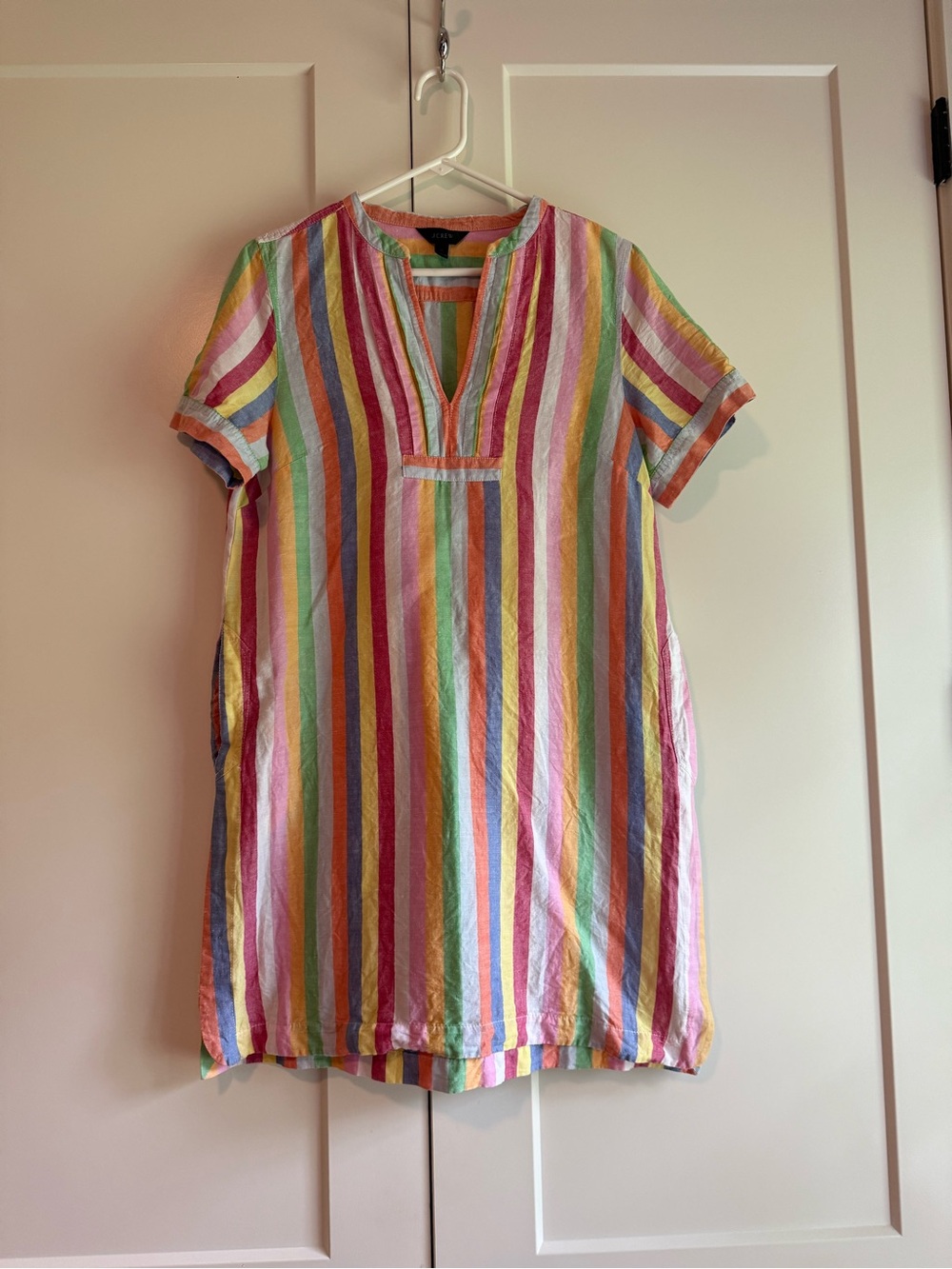 Women’s JCrew Linen Striped Rainbow Tunic Dress